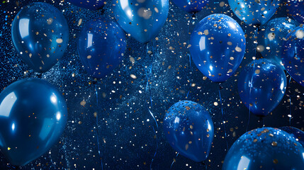 Festive blue balloons background - design party banner