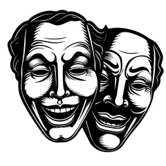 Dramatic Theater Masks, Comedy and Tragedy
