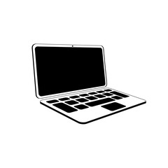 Laptop in simple flat style.