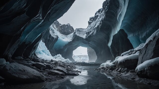 Glacial caves crumbling due to warming temperatures © Sahaidachnyi Roman