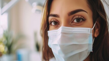 closeup view of a masked doctor checking a patient in a clinic showcasing a thorough health examination and professional medical care in a clinical environment for patient well-being