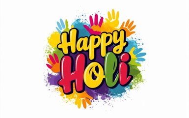 Fototapeta premium Happy Holi Greeting Card with white background