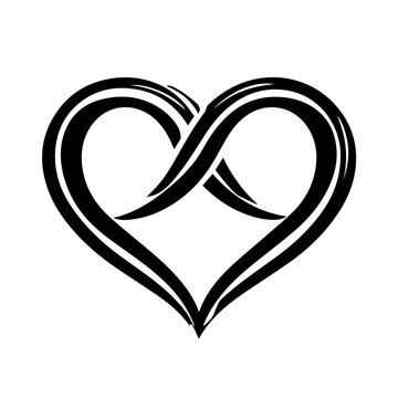 Abstract Black and White Infinity Heart Symbol Design