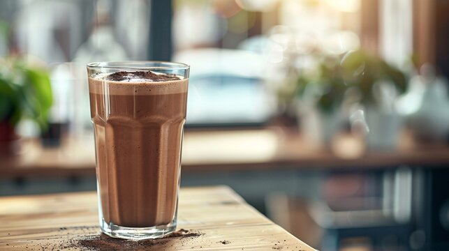 chocolate smoothie on background with copy space