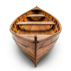 Small wooden empty rowing boat, AI Generative.