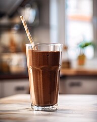 chocolate smoothie on the table