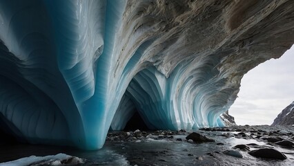 Glacial caves crumbling due to warming temperatures - obrazy, fototapety, plakaty