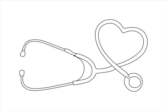 recommend clip art: Medicine stethoscope in Continuous line art drawing. Equipment for examining patient heart beat condition. Health care, medical concept. Hand drawn vector illustration