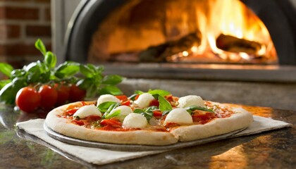  Italian pizza in front of the oven