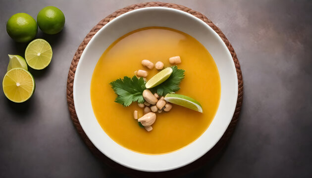 traditional mexican soup, sopa de lima with chickpeas and lime