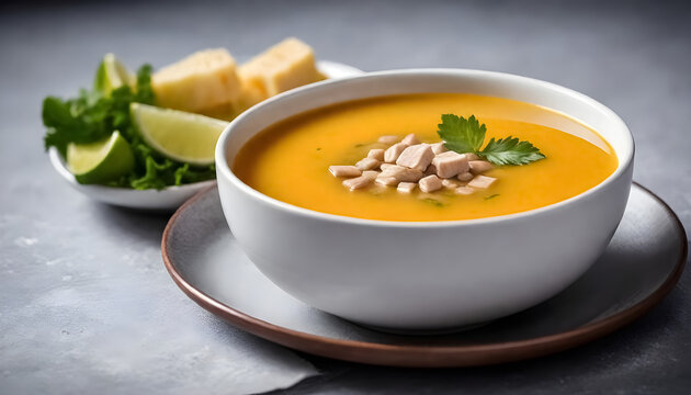 sopa de lima, traditional mexican lime soup with chicken
