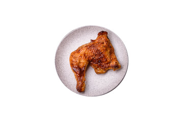 Delicious grilled chicken leg or quarter with salt and spices - 767324797