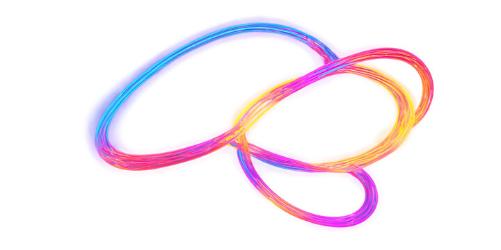 An abstract sculpture of intertwined neon loops Transparent Background Images 