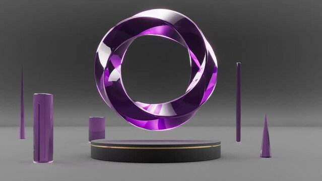 3d render of purple and black podium with circle 