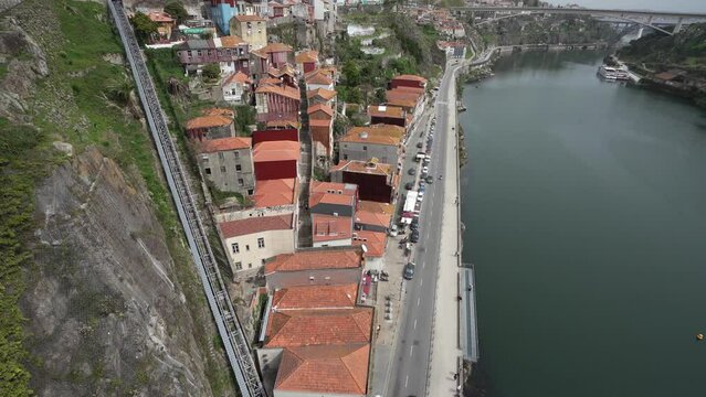 The Ribeira funicular in Porto, Portugal