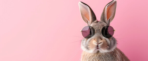 Sunglasses Bunny: Trendy Easter Rabbit with Eggs - Ideal for Marketing, Greetings, and Seasonal Promotions.
