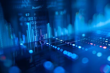 Financial Growth: Stock Market Chart Showing Increasing Profits on a Blue Background. Concept Stock Market Analysis, Financial Strategies, Investment Portfolios, Economic Trends, Growth Opportunities