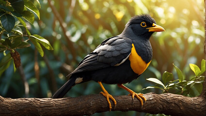 myna bird in a beautiful look close view 