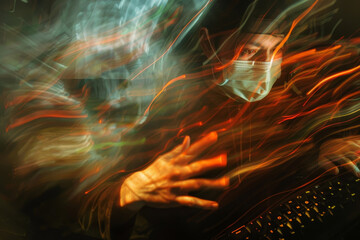 An abstract image of a hacker in a mask, their fingers flying over a keyboard.