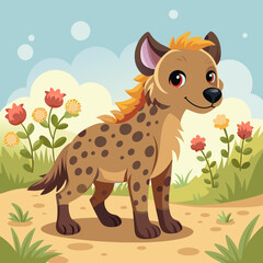 A  Delightful  and  adorable hyena  walking  in a trans
