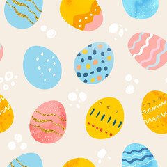 Seamless pattern with Easter decorated eggs. Background for packaging, covers, Easter cards and much more. Vector illustration