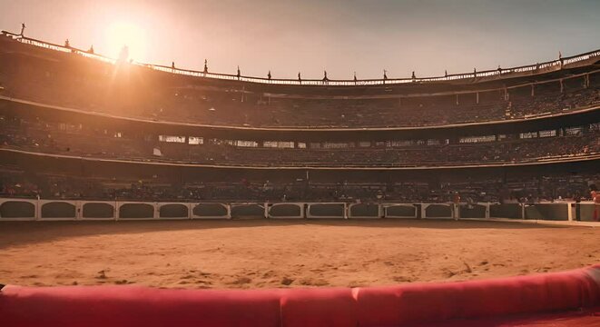 Interior of a bullring.