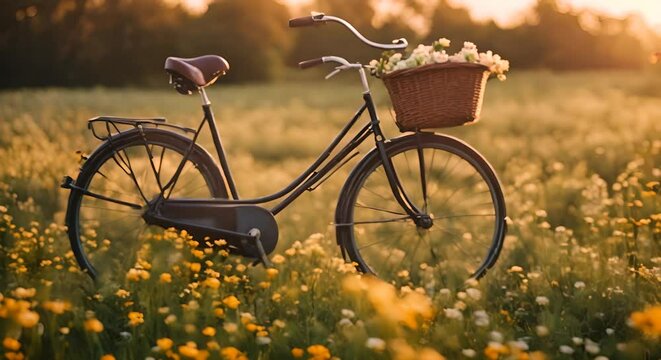 Vintage bicycle with flowers.