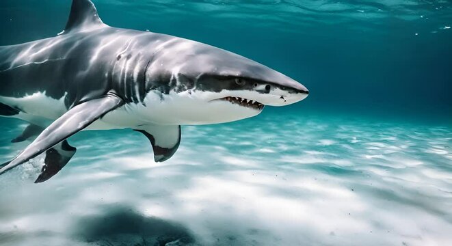 White shark under the sea.