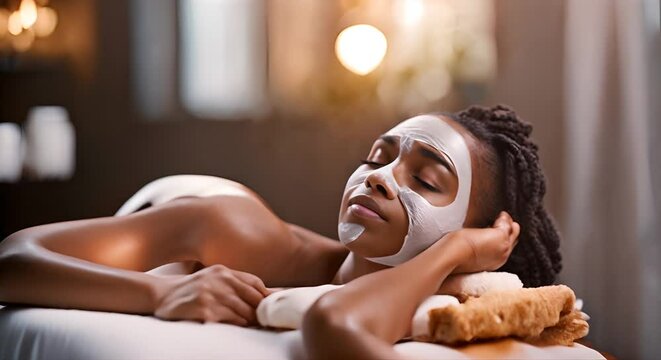 Woman with beauty mask in spa.