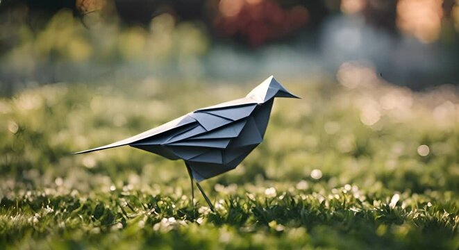 Bird made of paper. Origami.