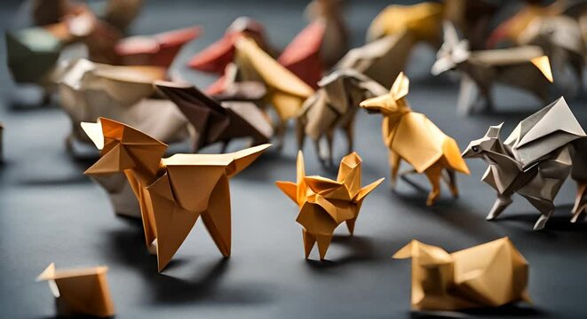 Animals made of paper. Origami.