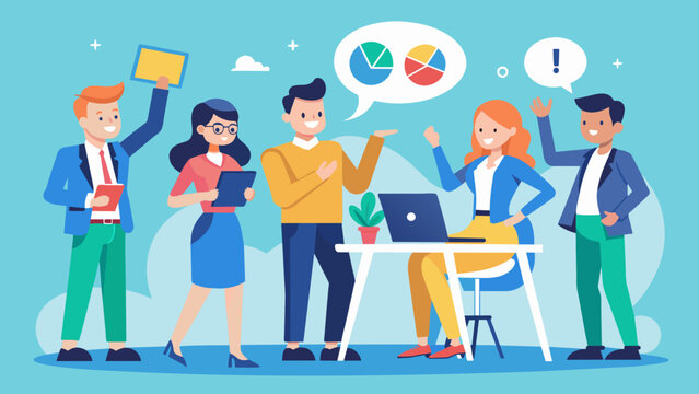 Members of a sales team participate in a roleplaying activity practicing their communication and negotiation skills in a fun and interactive