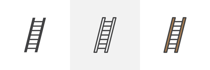 Home and Work Step Ladder Icons. Symbols for Practical and Household Ladders.
