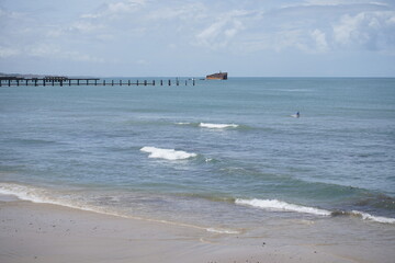 
Old shipwreck 37 years old on the Atlantic coast near Fortaleza, originally built at a Spanish...