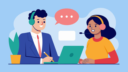 A customer service representative speaking to a client on the phone taking notes while attentively listening to their feedback. The scene