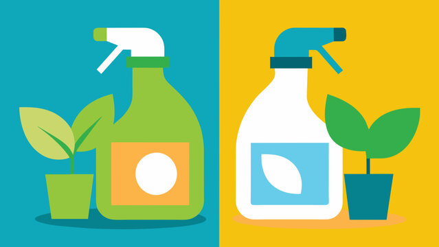 A comparison image of two cleaning products one made from natural and nontoxic ingredients and the other from harsh chemicals promoting the