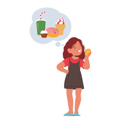 Little Girl Clutches A Coin Tightly, Her Eyes Sparkling With Dreams Of Exchanging It For A Rainbow Of Sweets At Store