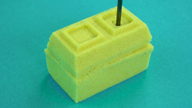 Very Satisfying and Relaxing Kinetic Sand ASMR video. Cutting anti stress macro close up colorful Kinetic Sand with a Knife. ASMR sounds.