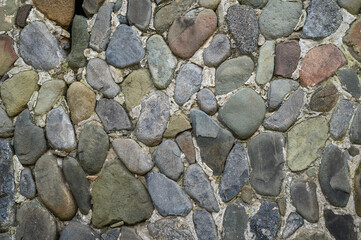 wall of sea stones as background texture