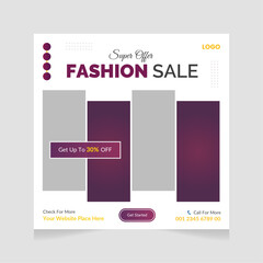 Fashion sale Instagram post template. Creative fashion social media post template.
