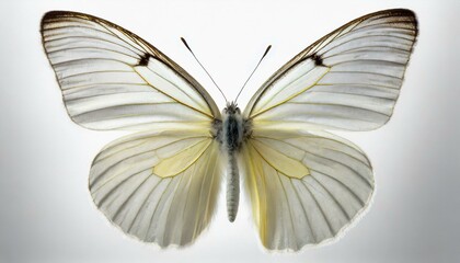white butterfly with spread wings on white background