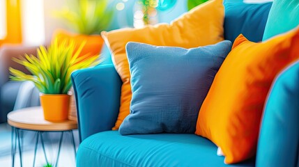 sofa and pillows. Generative AI