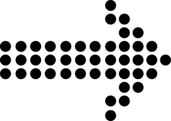 Dotted arrow icon. Gradient dot vector isolated elements. Arrows halftone effect on transparent background. Black vector direction pointers. Scribbles and scrawls arrows web logo.