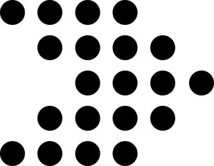 Dotted arrow icon. Gradient dot vector isolated elements. Arrows halftone effect on transparent background. Black vector direction pointers. Scribbles and scrawls arrows web logo.