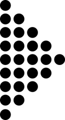 Dotted arrow icon. Gradient dot vector isolated elements. Arrows halftone effect on transparent background. Black vector direction pointers. Scribbles and scrawls arrows web logo.