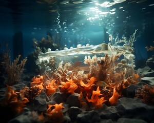 Fototapeta na wymiar Underwater view of coral reef. Underwater scene. Underwater world.