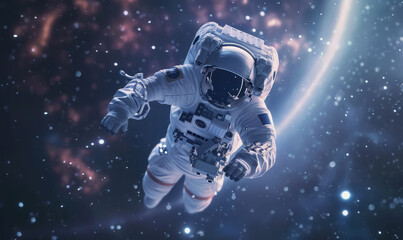 astronaut floating in cosmic space
