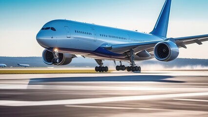 close-up of an airplane on the runway, air cargo delivery,