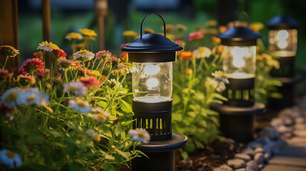 Outdoor Lanterns For Garden Design And Decoration Among Flowers