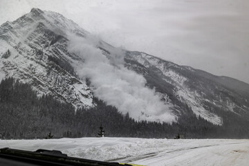 controlled Avalanche in the Rocky Mountains during Winter